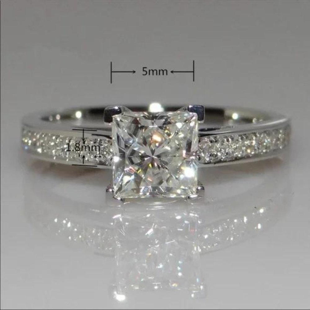 NEW 925 STERLING SILVER DIAMOND ENGAGEMENT RING, BEAUTIFUL RING, SHINY RING. - Picture 6 of 6